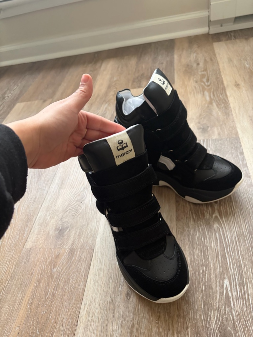 Isabel Marant Black and White Platform Wedge Sneakers - Picture 3 of 7